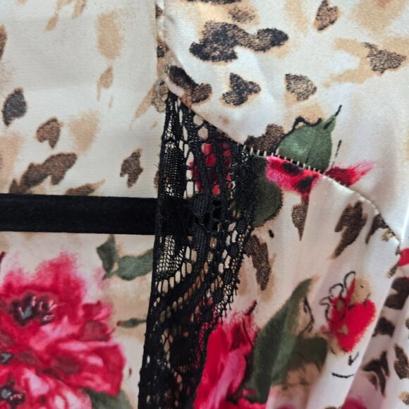 Secret Treasures Cream Animal Print Floral Lace Belt Robe 3x 24-26w - Picture 5 of 7
